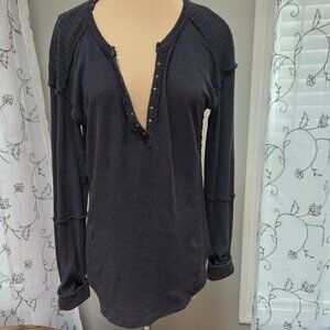 Free People We The Free Military Mix Henley Small Navy Blue